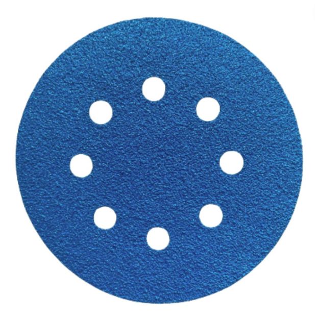 Picture of Blue Film Velcro Disc 125mm 8-hole P120    