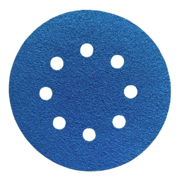 Picture of Blue Film Velcro Disc 125mm 8-hole P80    